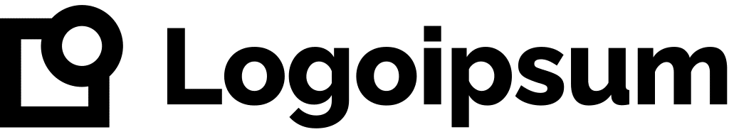 Black Logoipsum text in a bold, modern font next to a geometric logo with a square and a circle, all on a light background.